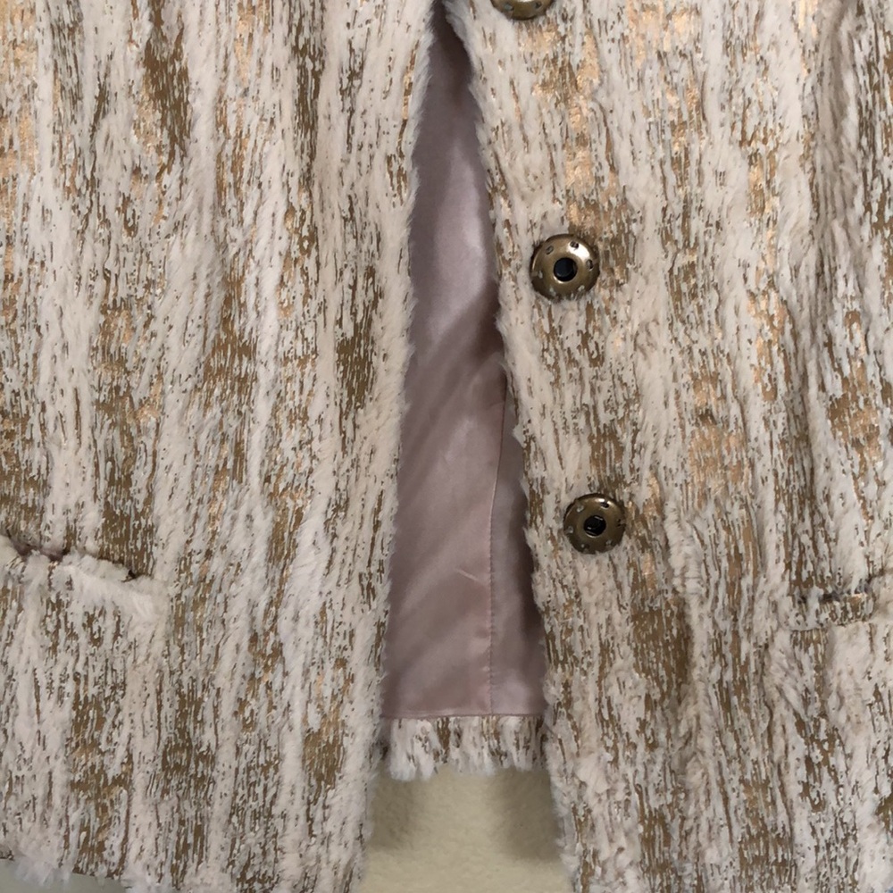 Bigio Collection Vegan Fur Jacket Beige Gold 8 - Picture 8 of 15